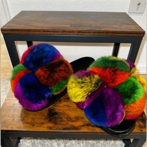 FAUX FUR SANDALS